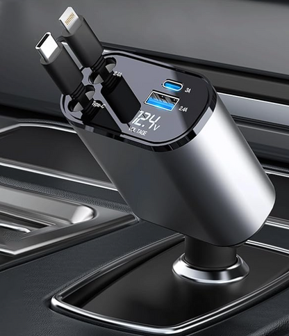 Cargador 4 en 1 retráctil para auto