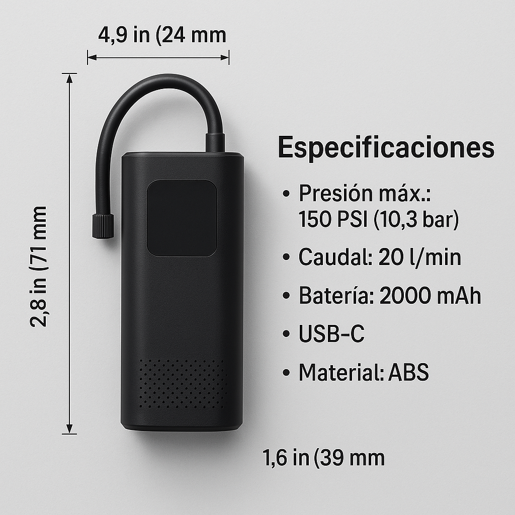 Un inflador potente, compacto y confiable - Mini inflador portatil