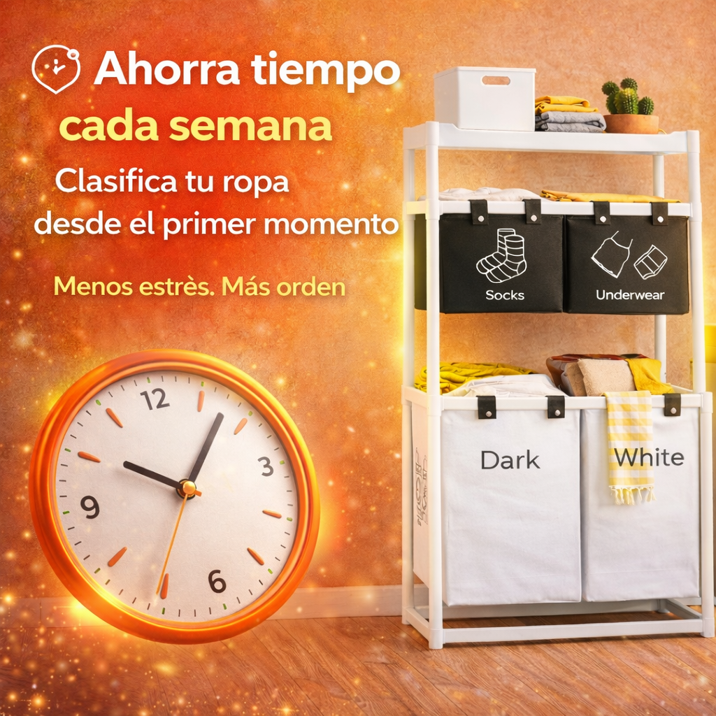 Organiza tu ropa en segundos con la canasta de ropa 4 divisiones