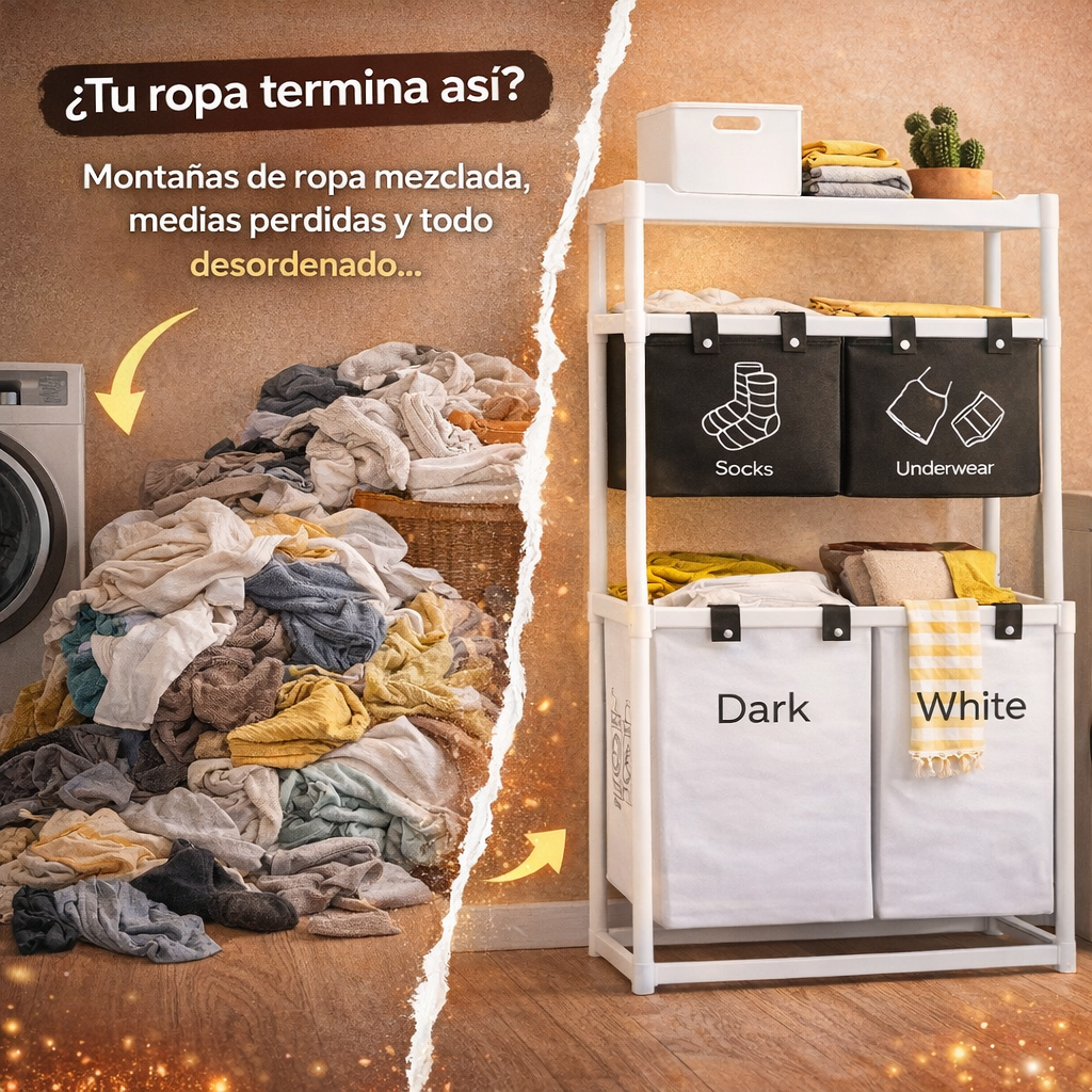 Organiza tu ropa en segundos con la canasta de ropa 4 divisiones