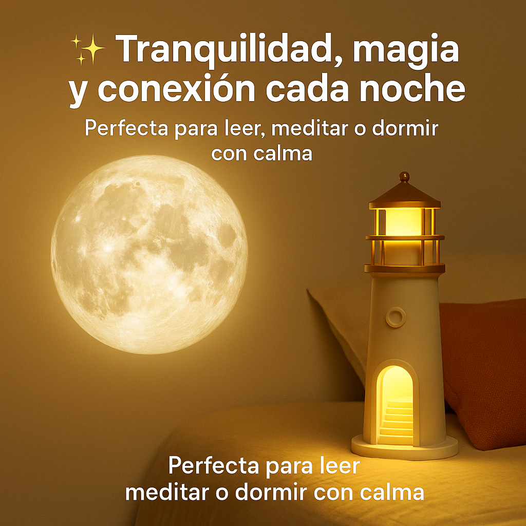 Lámpara Faro Proyector Lunar LED con Control Remoto.