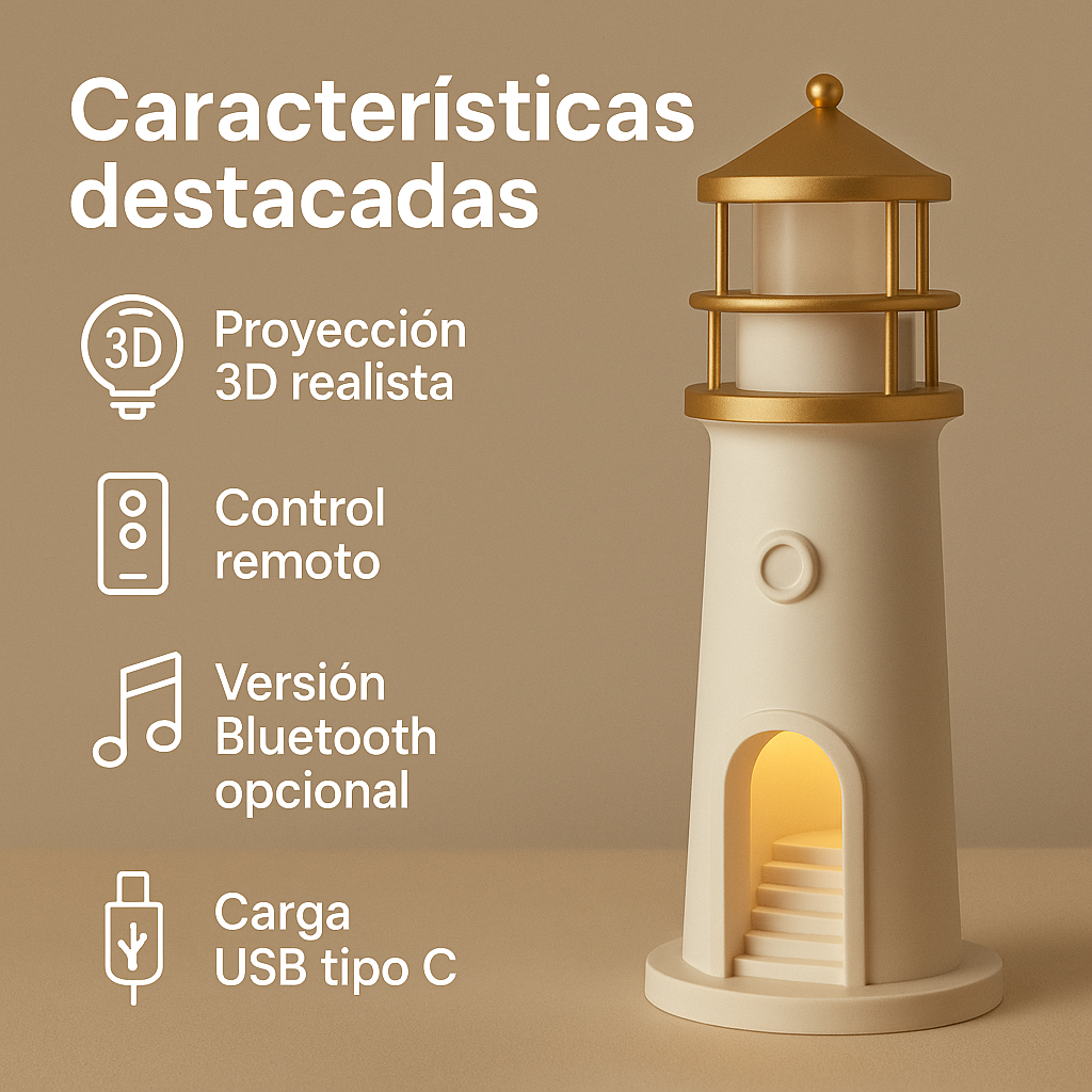 Lámpara Faro Proyector Lunar LED con Control Remoto.