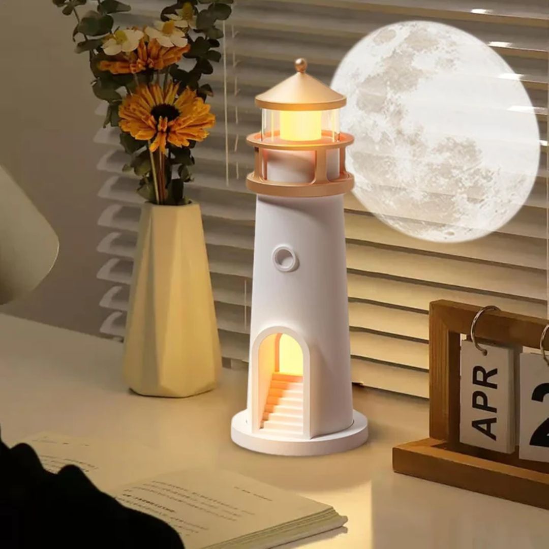 Lámpara Faro Proyector Lunar LED con Control Remoto.
