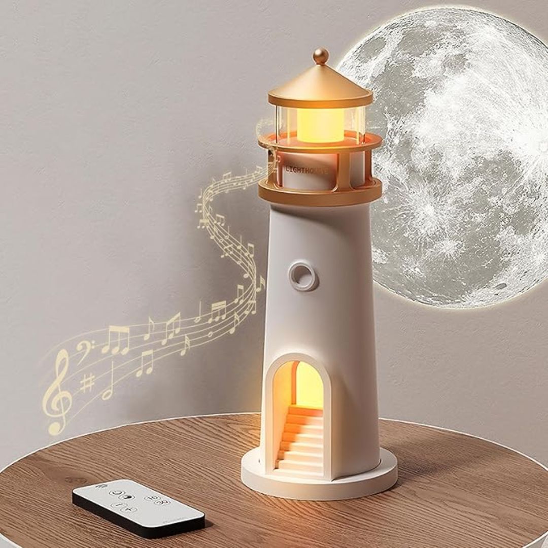 Lámpara Faro Proyector Lunar LED con Control Remoto.